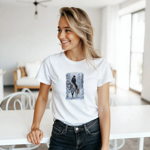 Reiterin im Schneewald – Damen-T-Shirt