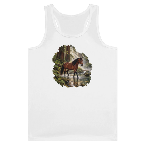 Braunes Pferd im Mammutbaumwald – Tank-Top