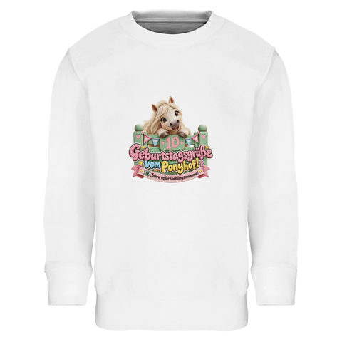 Geburtstagsgrüße vom Ponyhof! (10 Jahre) – Kinder-Pullover