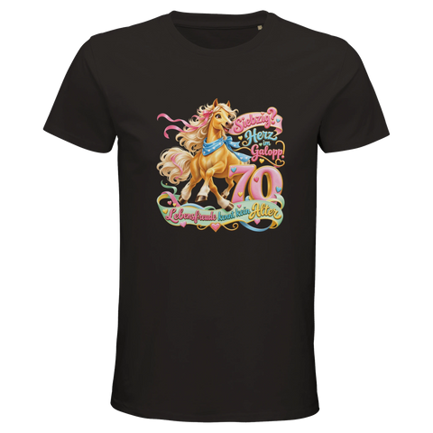 Siebzig? Herz im Galopp! – Bio-T-Shirt Herren