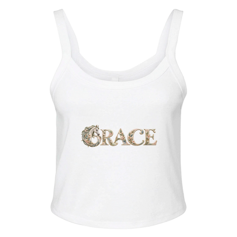 Grace – Schimmel in der Blütenschrift – Ripp-Tank-Top