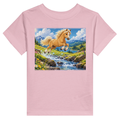 Springendes Pony am Gebirgsbach – Kleinkind-T-Shirt