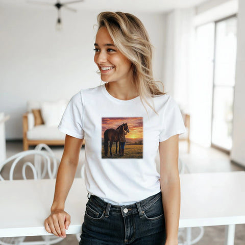 Abendsonne auf der Weide – Damen-T-Shirt