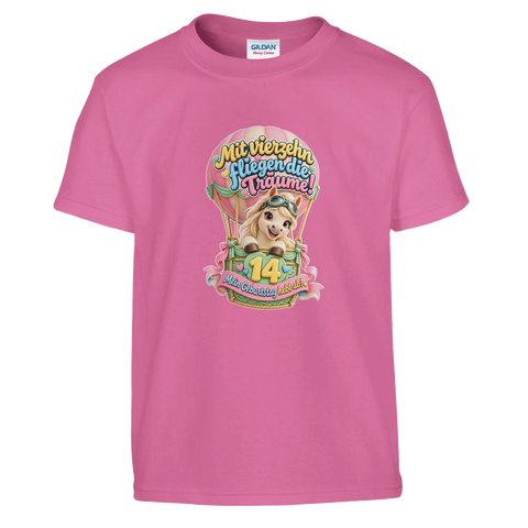 Mit vierzehn fliegen die Träume! (14 Jahre) – Kinder-T-Shirt