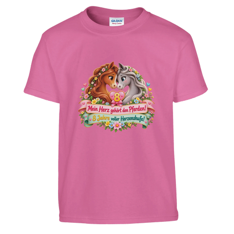 Mein Herz gehört den Pferden! (8 Jahre) – Kinder-T-Shirt