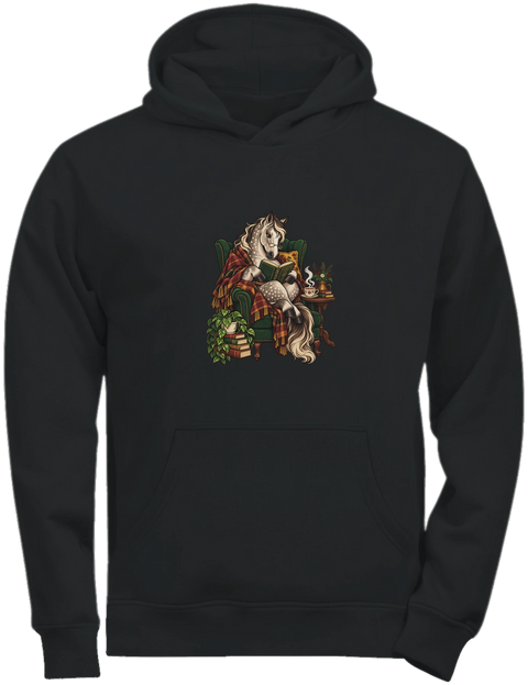 Lesendes Pferd im Ohrensessel – Kinder-Hoodie Tee Jays