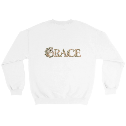 Grace – Schimmel in der Blütenschrift – Pullover mit Rückendruck
