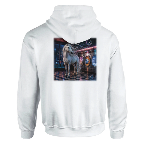 Waschtag im Waschsalon – Hoodie mit Rückendruck