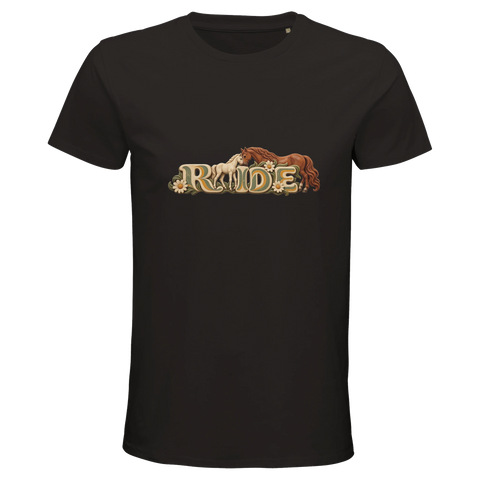 Ride – Stute und Fohlen im Blumenmeer – Bio-T-Shirt Herren