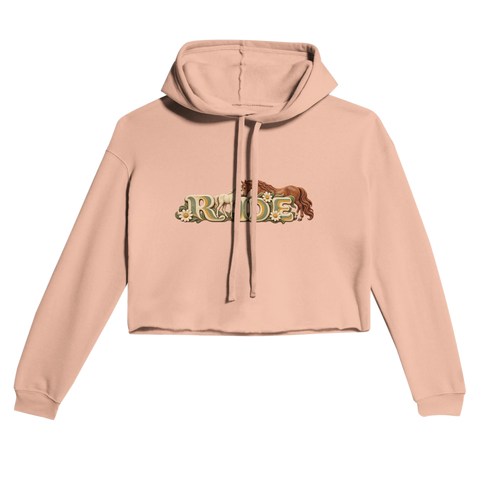 Ride – Stute und Fohlen im Blumenmeer – Cropped Hoodie