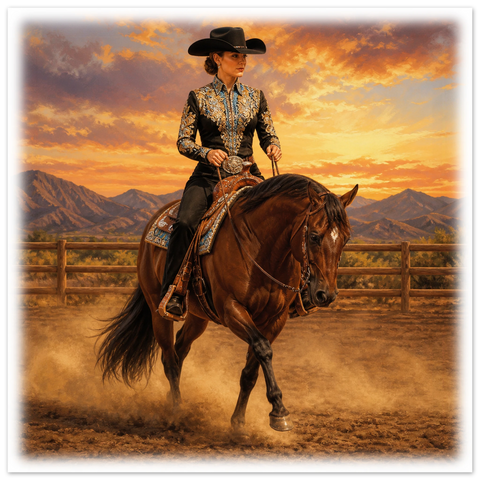 Westernshow im Sonnenuntergang – Poster