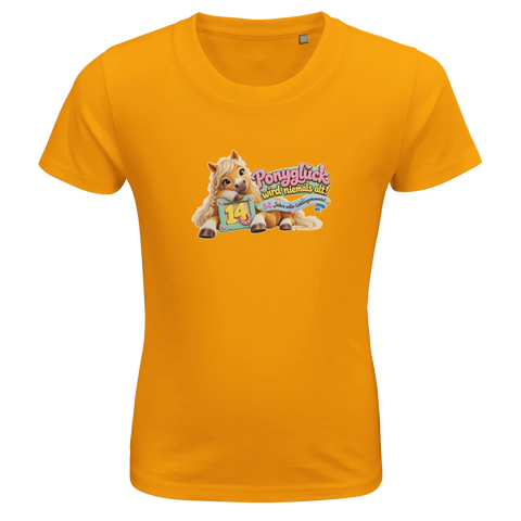 Ponyglück wird niemals alt! (14 Jahre) – Kinder-T-Shirt Bio