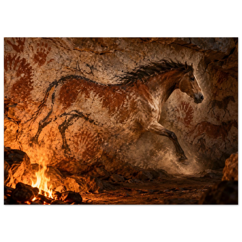 Höhlenmalerei im Feuerschein – Forex-Bild 50×70 cm