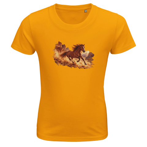 Mustang im roten Canyon – Kinder-T-Shirt Bio