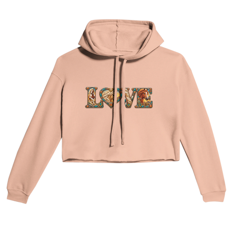 Love – Westernpferde in Türkis – Cropped Hoodie