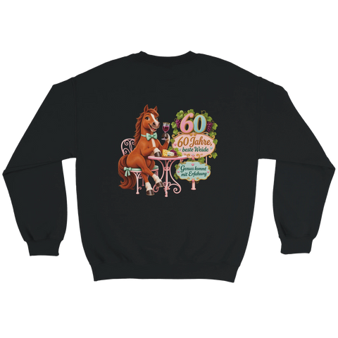 60 Jahre, beste Weide – Pullover mit Rückendruck