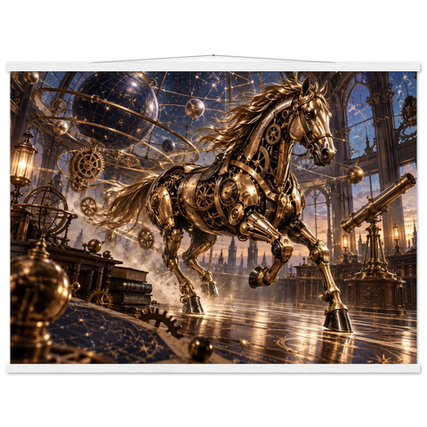 Messingpferd im Observatorium – Poster mit Leisten 75×100 cm