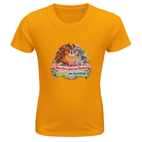 Mein Herz gehört den Pferden! (8 Jahre) – Kinder-T-Shirt Bio