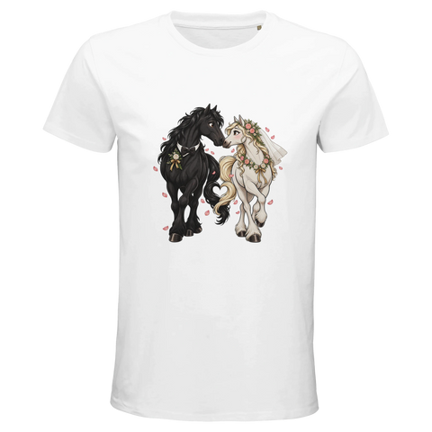 Hochzeitspferde als Brautpaar – Bio-T-Shirt Herren
