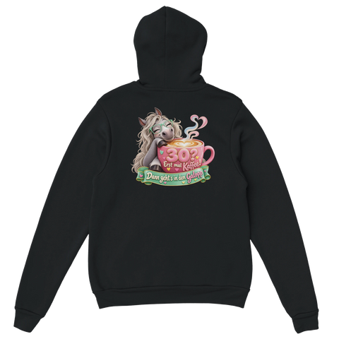 30? Erst mal Kaffee! – Hoodie mit Rückendruck