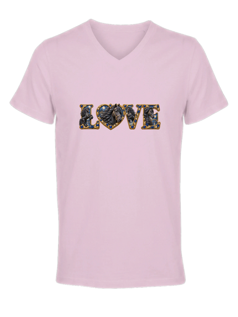 Love – Friese in Saphirblau – Damen-T-Shirt V-Ausschnitt