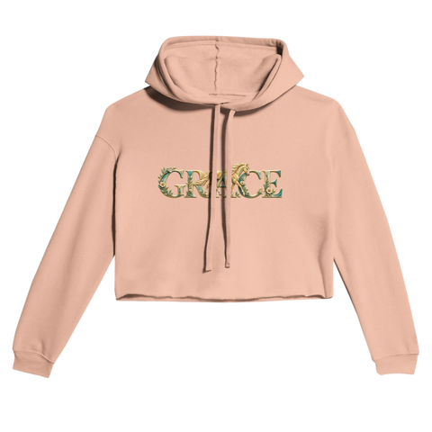 Grace – Goldenes Pferd in Türkis – Cropped Hoodie
