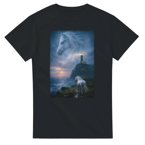 Leuchtturm im Nebelmorgen – T-Shirt