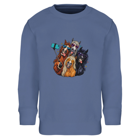 Selfie-Pferde mit Sonnenbrillen – Kinder-Pullover