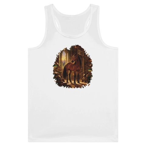 Braunes Pferd in der magischen Bibliothek – Tank-Top