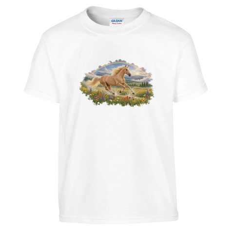 Palomino unterm Regenbogen – Kinder-T-Shirt