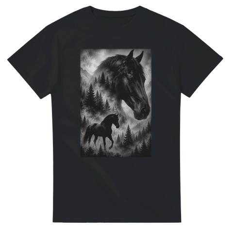 Pferd im Nebelwald – T-Shirt