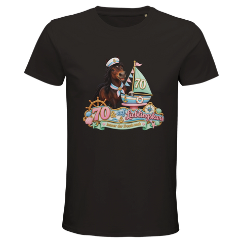 70 und auf Lieblingskurs – Bio-T-Shirt Herren