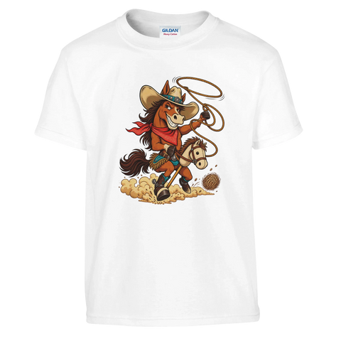 Cowboy auf dem Steckenpferd – Kinder-T-Shirt