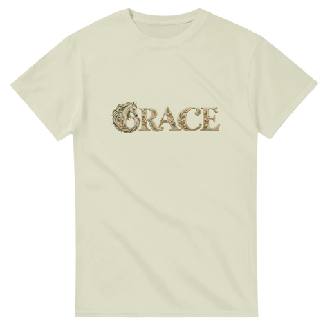 Grace – Schimmel in der Blütenschrift – T-Shirt
