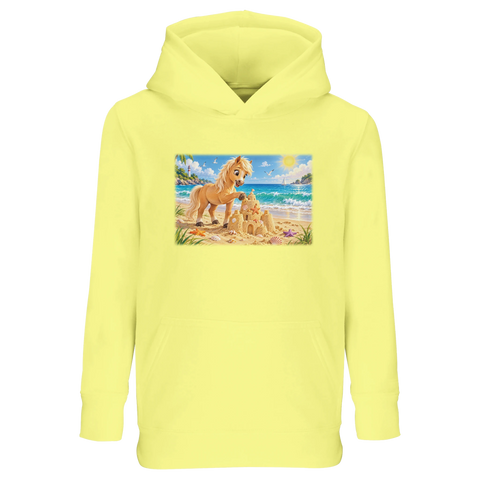 Strandpony mit Sandburg – Kinder-Hoodie