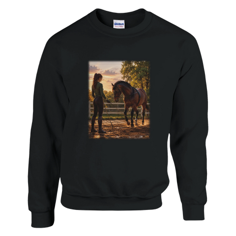 Longieren im Abendlicht – Pullover