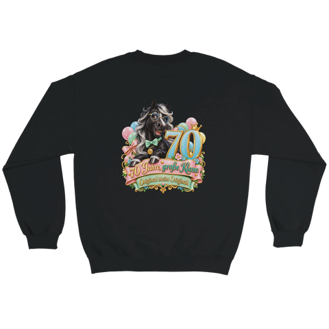 70 Jahre, große Klasse – Pullover mit Rückendruck
