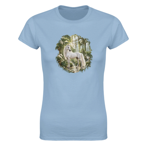 Weißes Pferd im viktorianischen Glashaus – Damen-T-Shirt