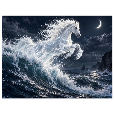 Wellenpferd im Mondlicht – Forex-Bild 60×80 cm