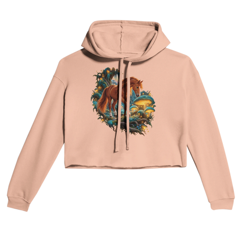 Fuchs im Leuchtpilzwald – Cropped Hoodie