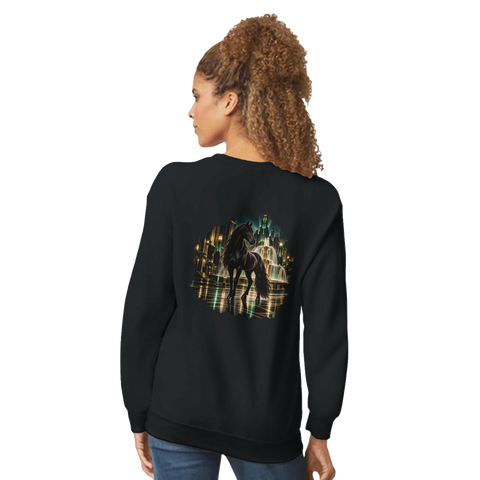 Rappe in der Art-déco-Stadtnacht – Pullover mit Rückendruck