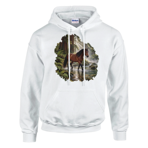 Braunes Pferd im Mammutbaumwald – Hoodie