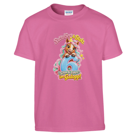 Sattelfest und Stolz (6 Jahre) – Kinder-T-Shirt