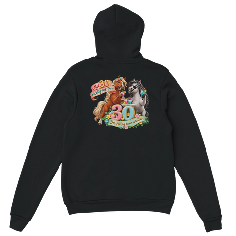 Mit 30 richtig auf Trab – Hoodie mit Rückendruck