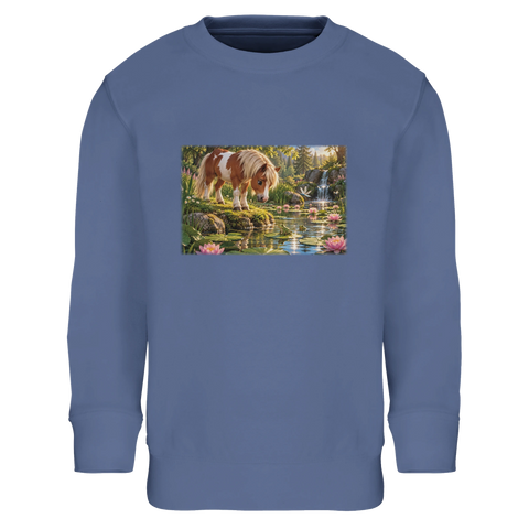 Pony am Seerosenteich mit Libellen – Kinder-Pullover