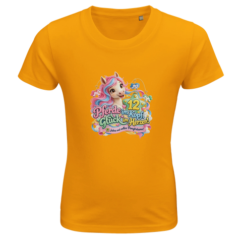 Pferde im Kopf, Glück im Herzen! (12 Jahre) – Kinder-T-Shirt Bio
