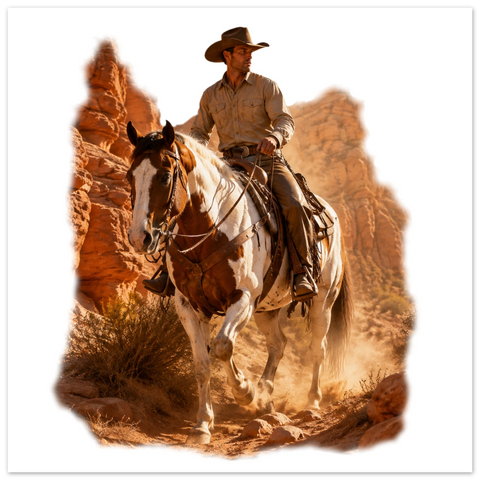 Cowboy im Red Rock Canyon – Poster