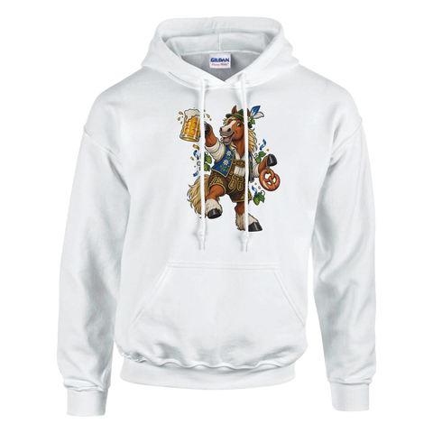 Oktoberfest-Pferd mit Bier und Brezel – Hoodie