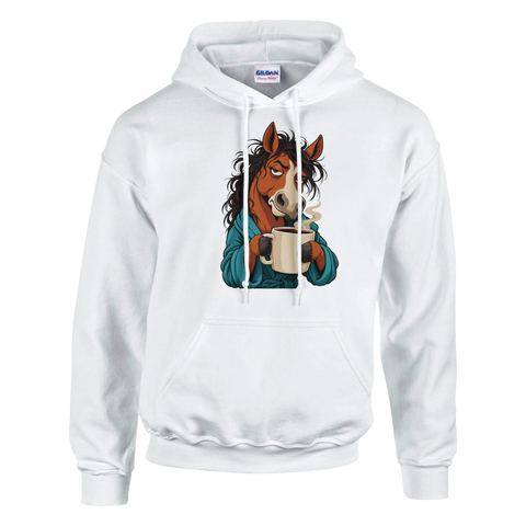Morgenmuffel-Pferd mit Kaffee – Hoodie