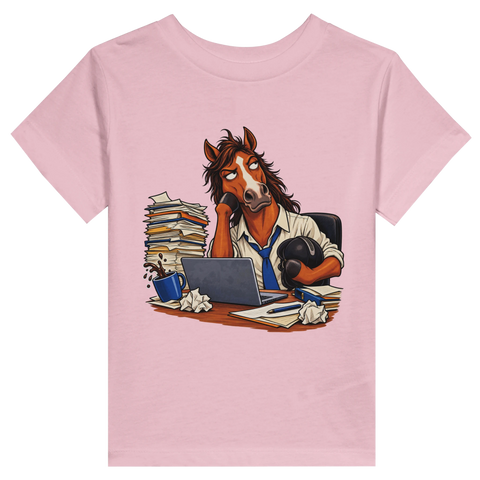 Erschöpftes Pferd im Büro – Kleinkind-T-Shirt